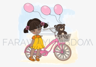 Girl Cycle Children Holiday Cartoon Vector Illustration #9804588