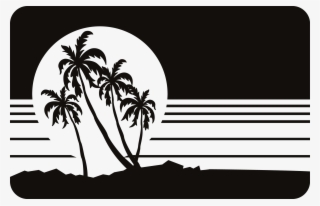 Party Beach Silhouette Labels Png - Silhouette Beach #9806170