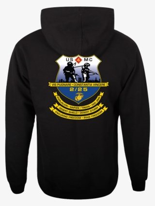 2nd Bn 25th Marines Hoodie - Plain Black Hoodie Back #9810808