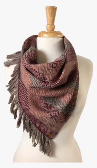 Oxblood, Peach And Charcoal Bandana Scarf K - Scarf #9814294