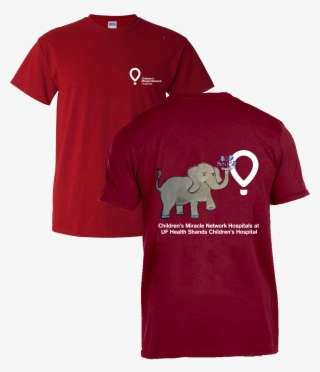 Dark Red Shirt With Gray Elephant Artwork Drawn By - Active Shirt #9816120