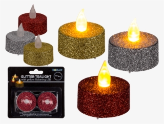 Glitter-tealight With Warm White Flickering Led #9822693