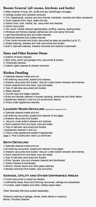 Rooms General O Walls Cleaned Of Dust, - Document #9825918