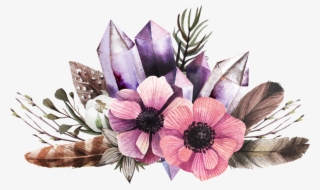 Boho Sticker - Watercolor Feather And Flower Png #9829475