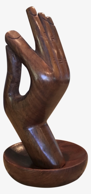 Vintage Bohemian Carved Wood Hand “okay” Sculpture - Statue #9829558