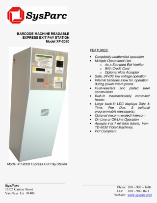 Xp-2020 Exit Verifier With Credit Card Download Brochure - Document #9833668