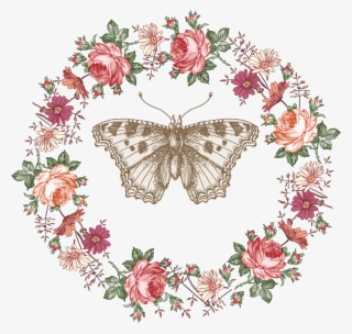 Butterfly Clipart Wreath - Vector Flower Watercolor Border #9839802