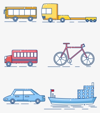 Transportation Cartoon Equipment Bus Bicycle Png And - การ ขนส่ง Png #9847502