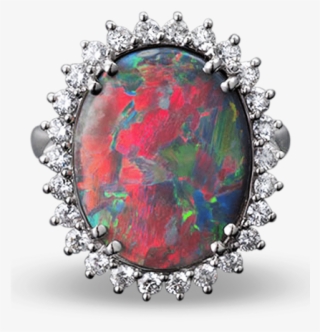 Lightning Ridge Black Opal Ring - Diamond #9856532