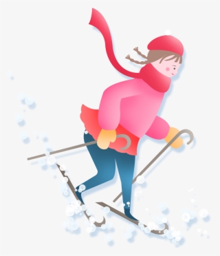 Pintado A Mano Dibujos Animados Fresco Invierno Png - Nordic Skiing #9859964
