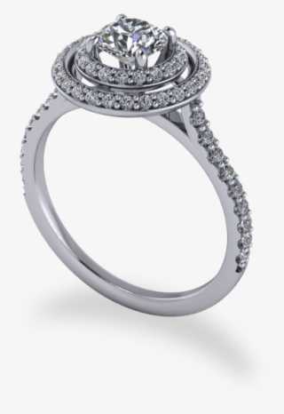 Modern Round Brilliant Cut Double Halo Ring - Engagement Ring #9862153