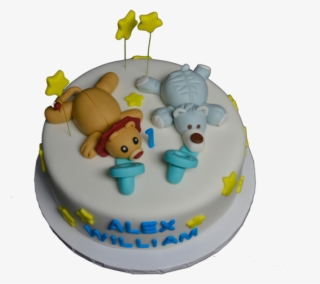 Wubbanub Pacifiers Cake With Yellow Stars For Twin - Birthday Cake #9866580