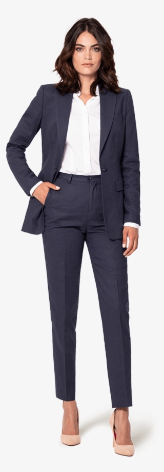 Blue Linen-cotton Pant Suit - Tuxedo #9867965