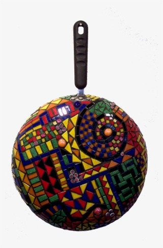 "pandemonium" Frying Pan With Glass Tile, Millefiori - Circle #9877545