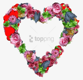 Free Png Download Heart Made Of Colourful Flowers Png - Heart Flower Png #9878921