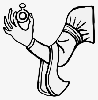 Arm Vested Fesswise Maintaining A Gemmed Ring - Line Art #9889758