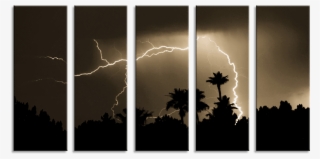 Lightning 5 Panel Canvas Picture - Silhouette #9890482