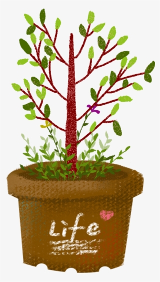 Hand Drawn Wind Cartoon Plant Flowers Trees Png And - Flowerpot #9892134