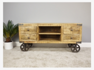 Industrial Style Tv Stand With 2 Open Trays And 4 Drawers - Furniture #9892799