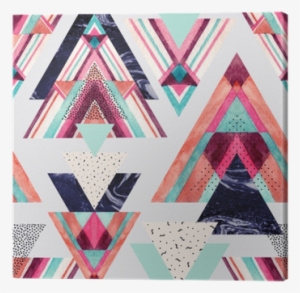 Triangles With Aztec Ornament, Watercolor, Doodle, - Watercolor Painting #990448