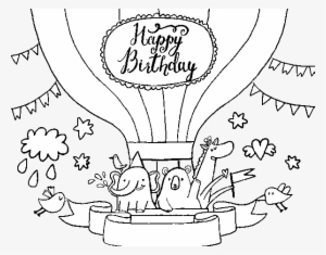 Dibujo De Globo Aerostático Con Mensaje De Feliz Cumpleaños - Tarjeta De Cumpleaños Globos Aerostáticos #990491