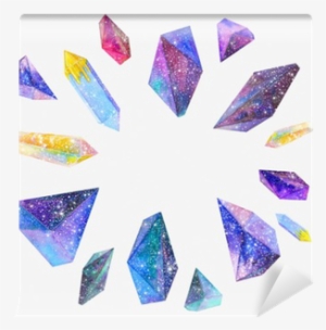 Watercolor Crystals With Star Sky Wall Mural • Pixers® #991029