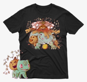 Bulbasaur Autumn Fall Halloween Day Black Unisex T-shirt - Halloween Squirtle Pokemon #992245