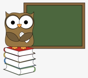 Owl With Books And Chalkboard Clip Art - Owl Teaching Clip Art #992914