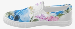 Watercolor Floral Pattern Women's Slip-on Canvas Shoes - Vintage Chic Pink Floral 84" Curtains #993798