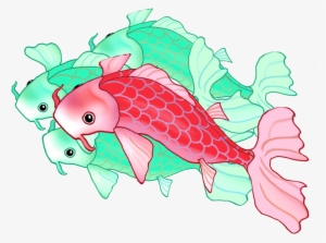 Three Green One Red Koi Fish - Common Carp #994879