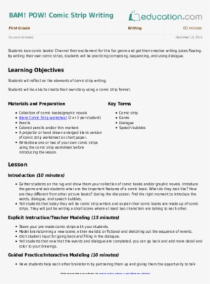 Comic Strip Writing - Seed Of Growth Lesson Plan #997704