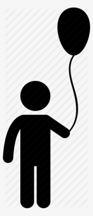 Balloon, Boy, Child, Happy, Holding, Kid, Toddler Icon - Boy With Balloon Black White #9901024