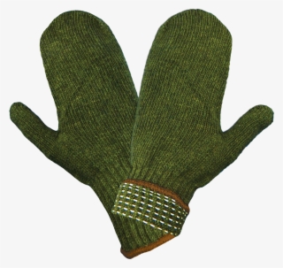 Army Green Rag Wool Mittens - Maple Leaf #9901294