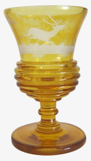 Bohemian Amber Crystal Glass Goblet, Ca - Champagne Stemware #9903820