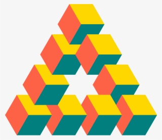 Optical Illusion - Impossible Triangle Cubes #9908254