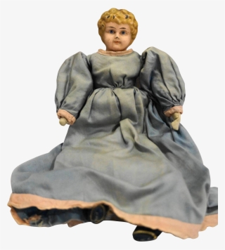 Minerva Tin Head Doll Cloth Body Germany Blue Dress - Doll #9910571