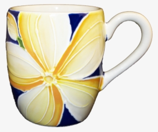 Barrel Mug 16oz Blue Plumeria - Ceramic #9917818